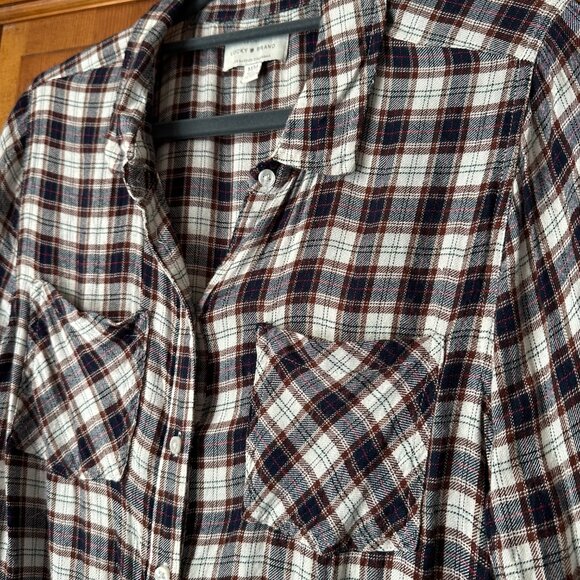 Lucky Brand Flowy Plaid/Flannel Button Down Shirt Top - Medium - Picture 4 of 7